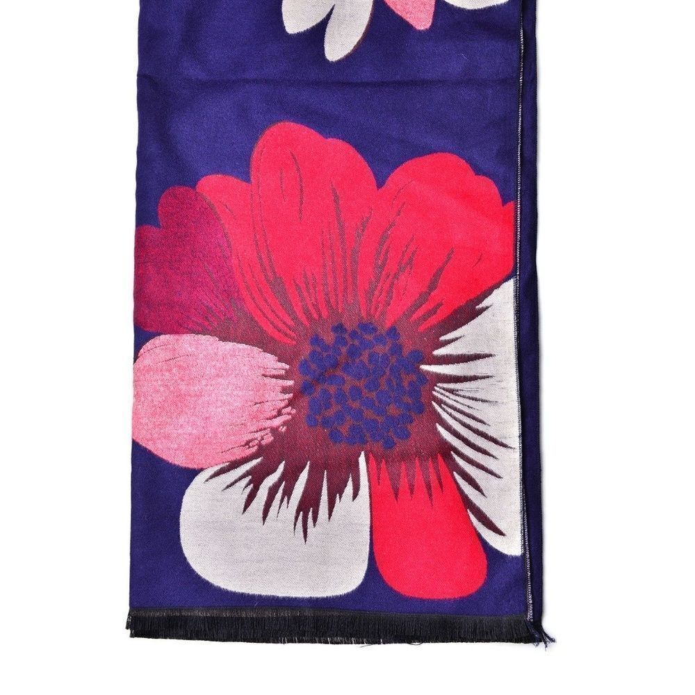 Scarf Daisy Pattern Reversible Navy - Picture 5 of 5